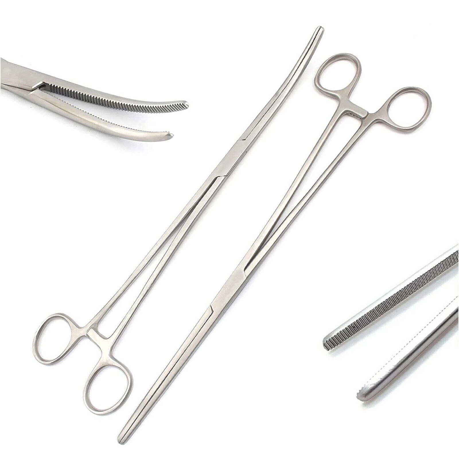 2pc-Set-12-Straight-Curved-Hemostat-Forceps-Locking-Clamps-Stainless-New-273557744484