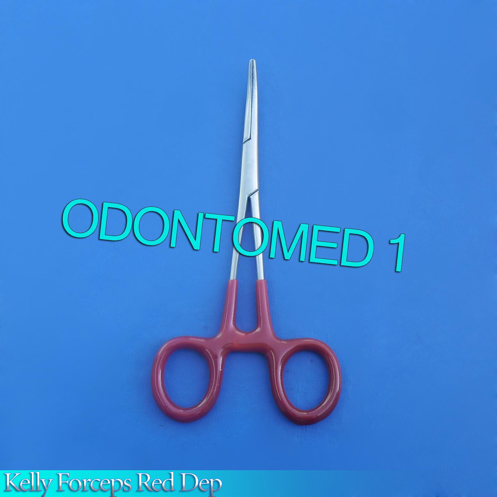 4-Pieces-Kelly-forceps-55-Red-Dep-Handle-CurvedStraight-121223969344-3