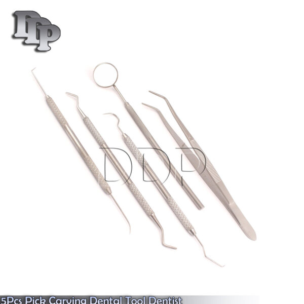 5Pcs Pick Carving Dental Tool Dentist Stainless Steel Clean Teeth Mirror PR-0061