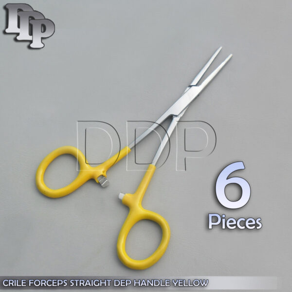 6 Pieces Of Hemostats Crile Forceps 6'' Surgical Instruments, Yellow Dep Handle Straight