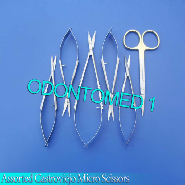 6 O.R GRADE ASSORTED CASTROVIEJO MICRO SURGERY SCISSORS STR+CVD 6''+5.5''+4.5''