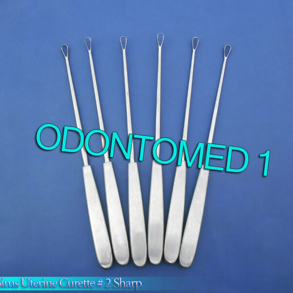 6 Sims Uterine Curettes  # 2 Sharp Blade OB/GYN Surgical Instruments