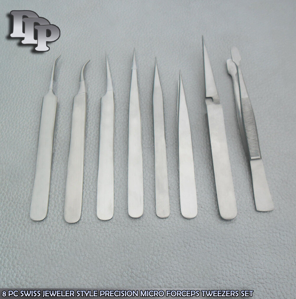 8-PC-SWISS-JEWELER-STYLE-PRECISION-MICRO-FORCEPS-TWEEZERS-SET-121297694934