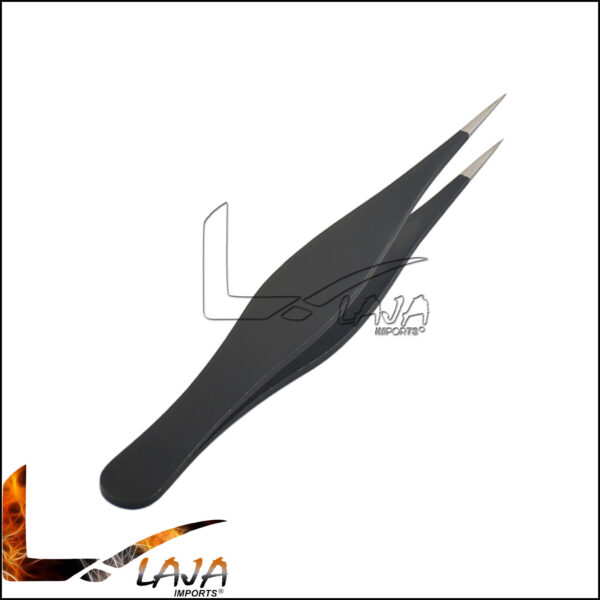 BLACK Tweezers for Ingrown Hair - Precision Sharp Needle Nose Pointed Tweezer