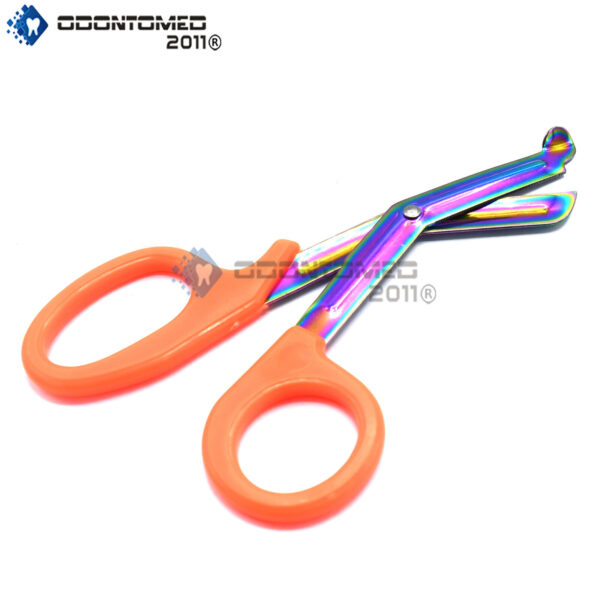 EMT Utility Scissors Shears 7.25" Orange Handle Rainbow Colored Blades New Brand