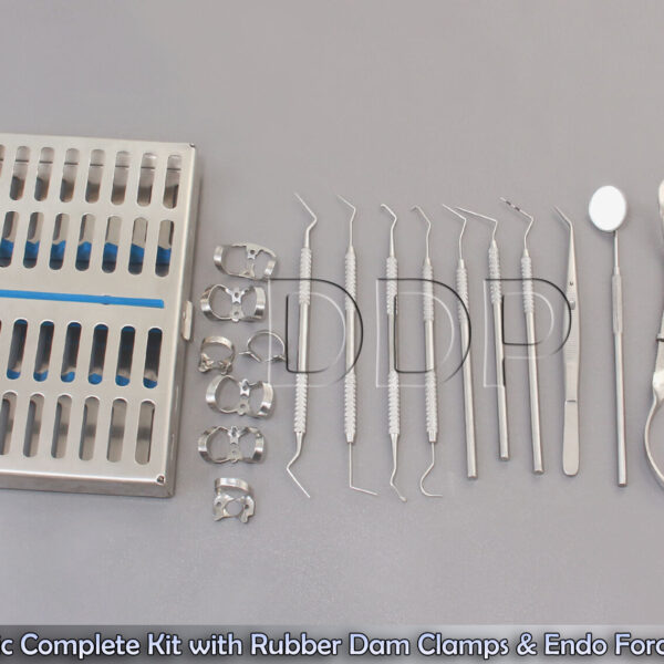 Endodontic Complete Kit with Rubber Dam Clamps & Endo Forceps Tray Optional