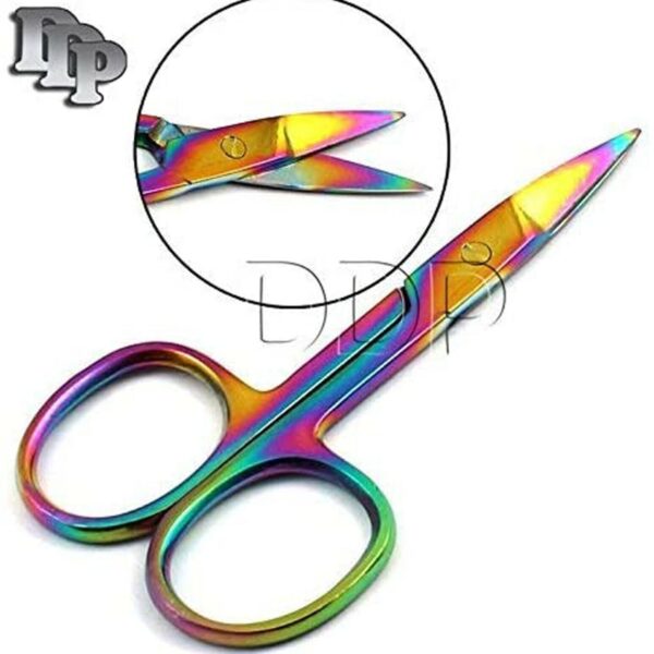 Eyebrow Manicure Colorful Scissor 3.5'' Cutter Nail Makeup Tool Rainbow Titanium