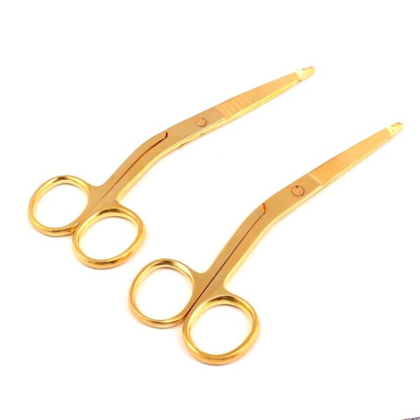 Lot Of 2 Pieces Knowles Bandage Scissors 5.5'' Angled Gold Surgical Instruments