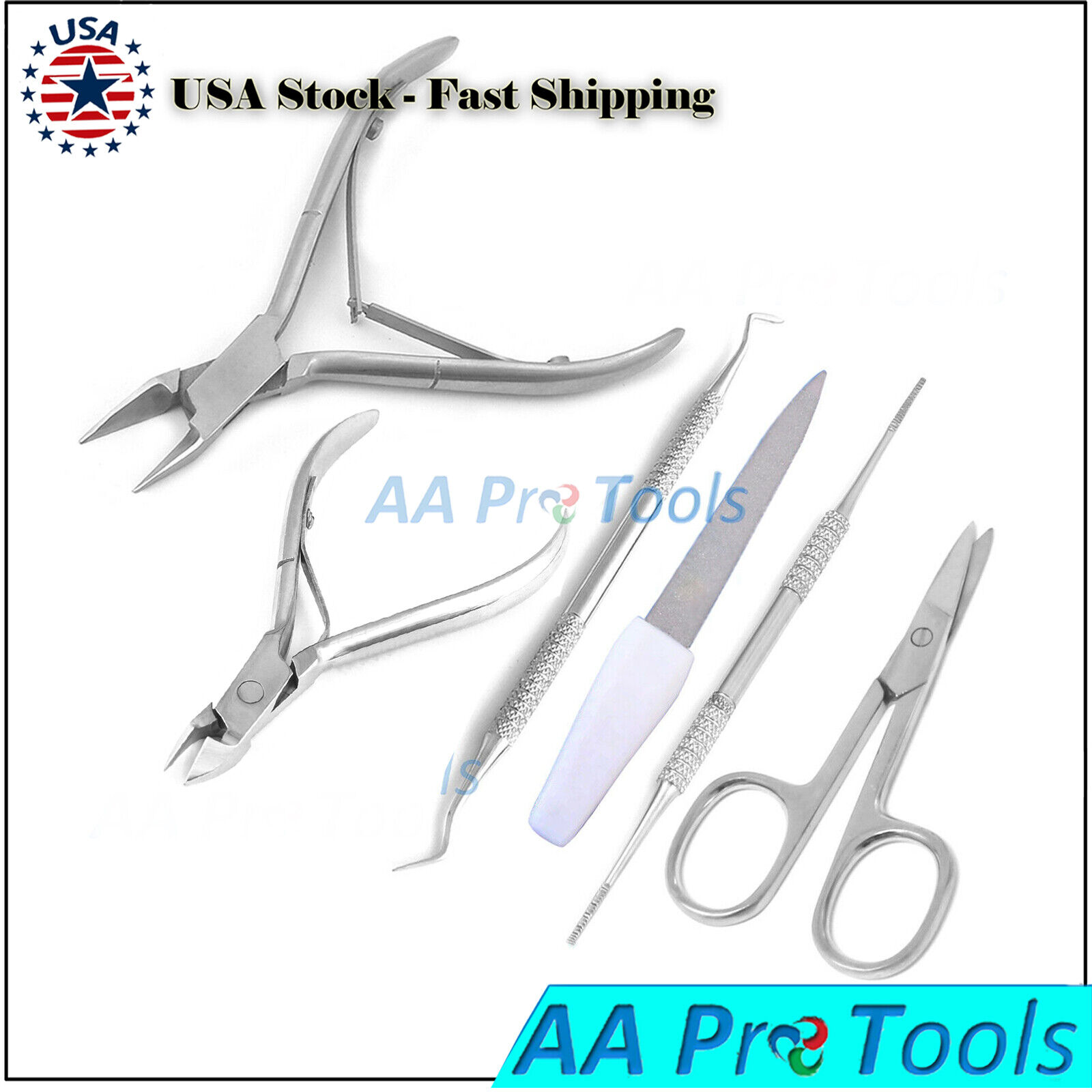 Manicure-Pedicure-Set-Nail-Clippers-Cuticle-Nippers-Side-Cutter-Excavator-6-Pcs-253912861024