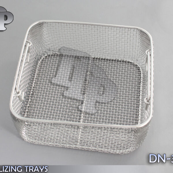 STERILIZING TRAYS Micro Tray Drop Handle 10'' x 9.5'' x 4'' Mesh Box DN-320