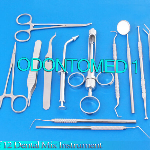Set of 12 Dental Mix Instrument,Probe,Aspriting Syringe,Mosquitos DN-467