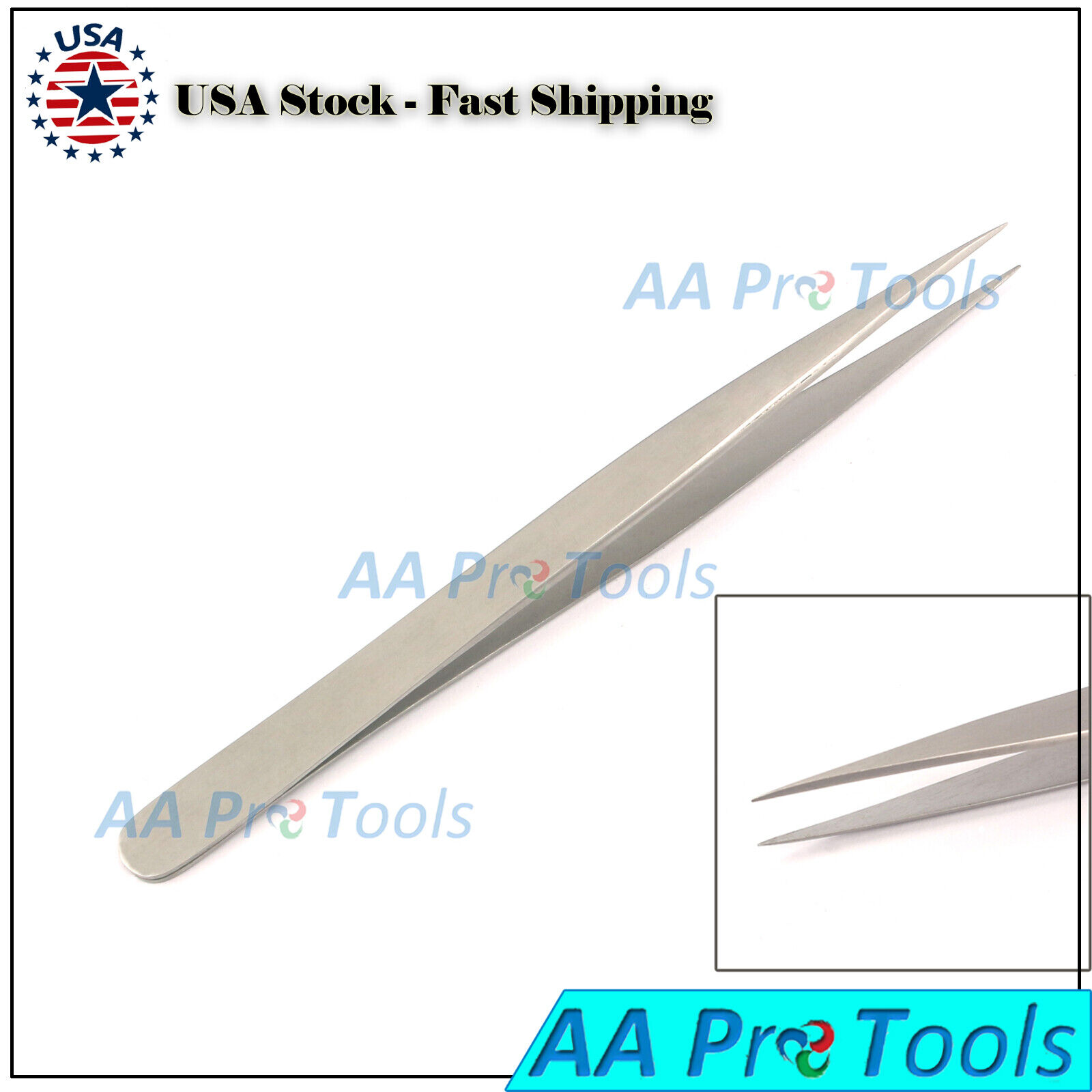 Tweezers-SS-Non-Magnetic-Fine-Pointed-Pick-Up-Small-Parts-5-12-L-Stainless-254798092964-3