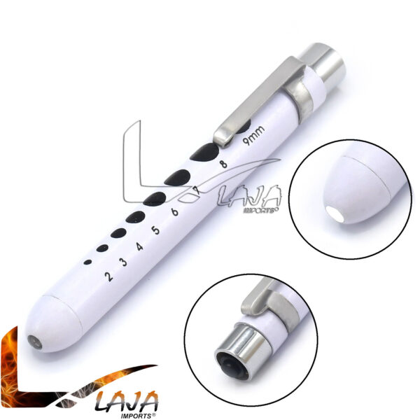 White Pen Light W/ Pupil Gauge For Nurses Doctors Students W/ pocket Clip PL-023