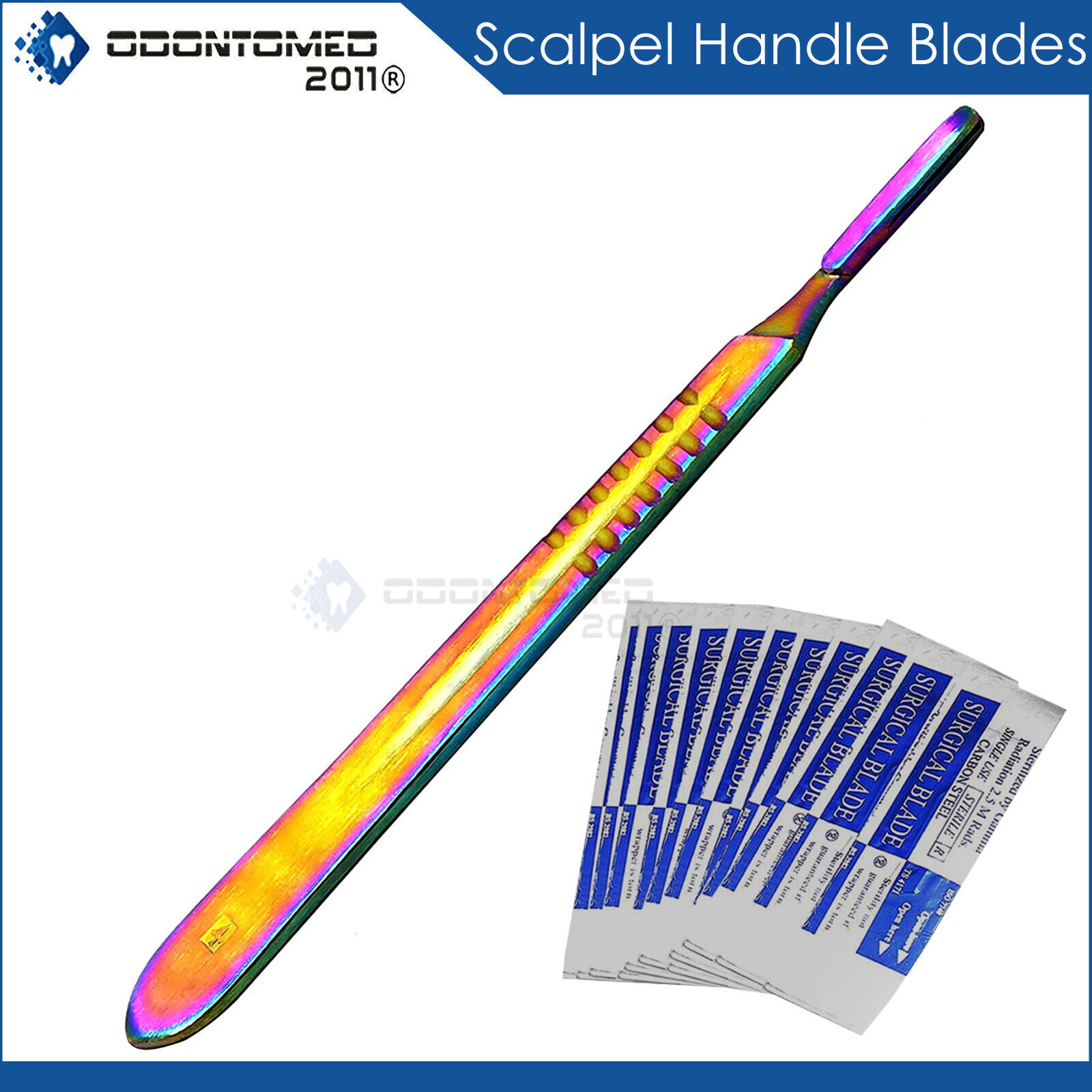 10-Sterile-Surgical-Blades-20-With-Multi-Rainbow-Color-Scalpel-Handle-Knife-4-115578665595