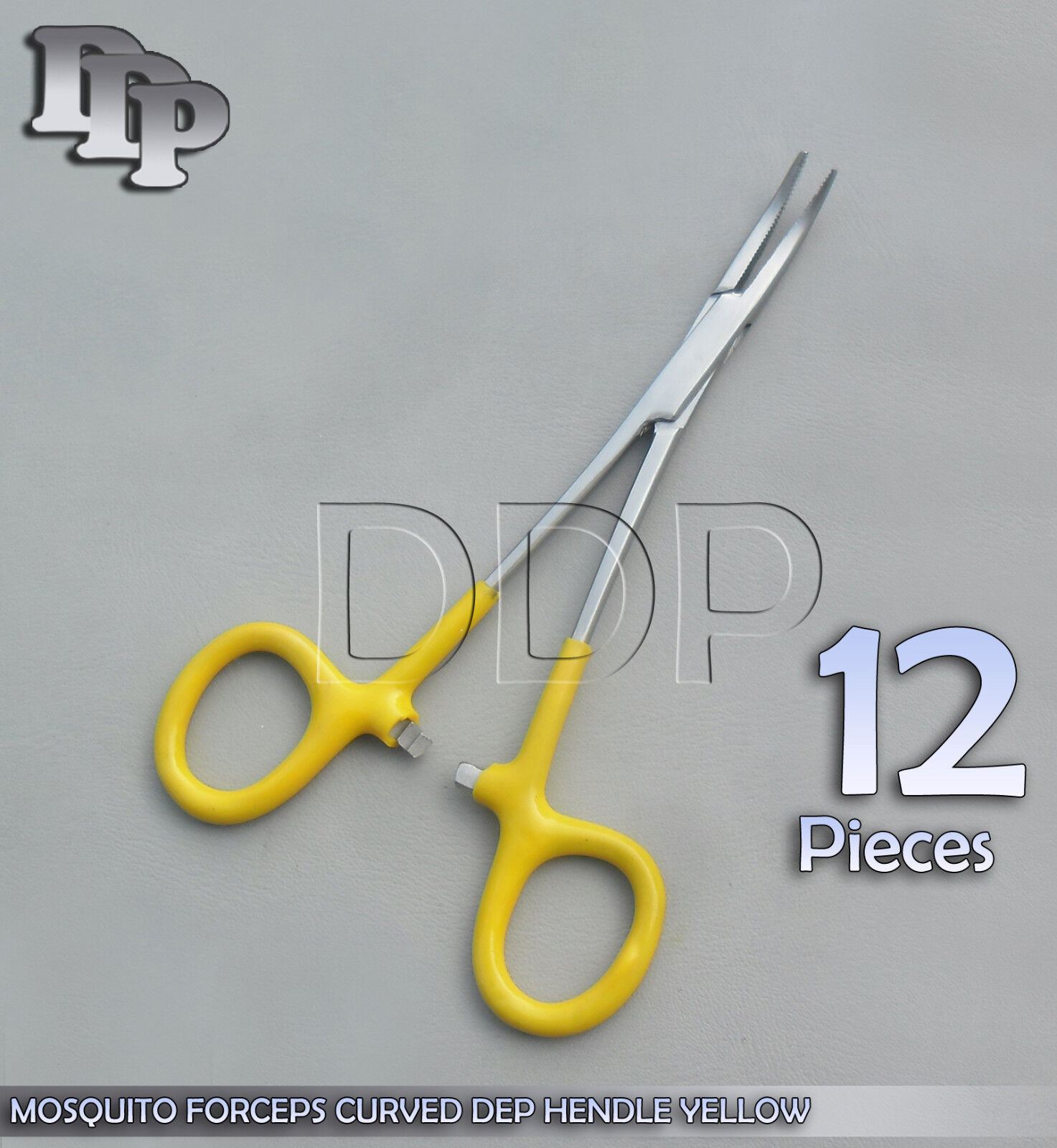 12-Hemostats-Mosquito-Forceps-Surgical-Instruments-Yellow-Dep-Handle-5-Curved-131415060255