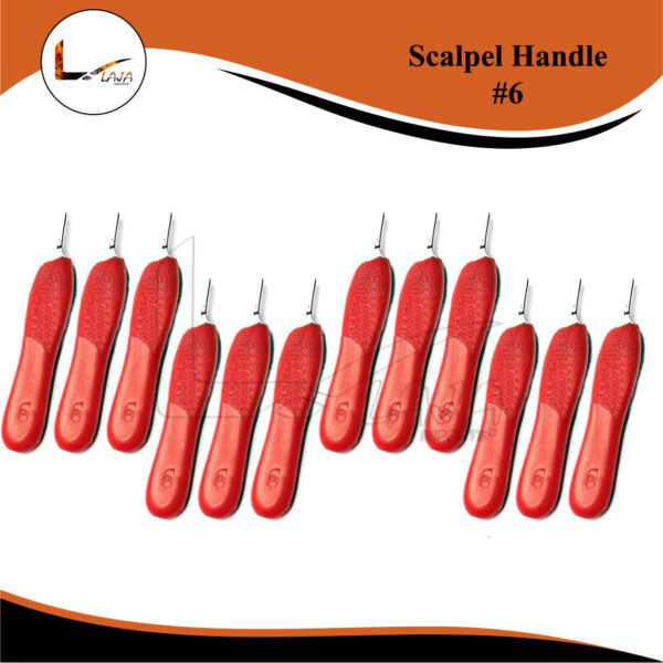 12 Pcs Scalpel Handle  #6 With Red Plastic Grip , Stainless Steel Tip