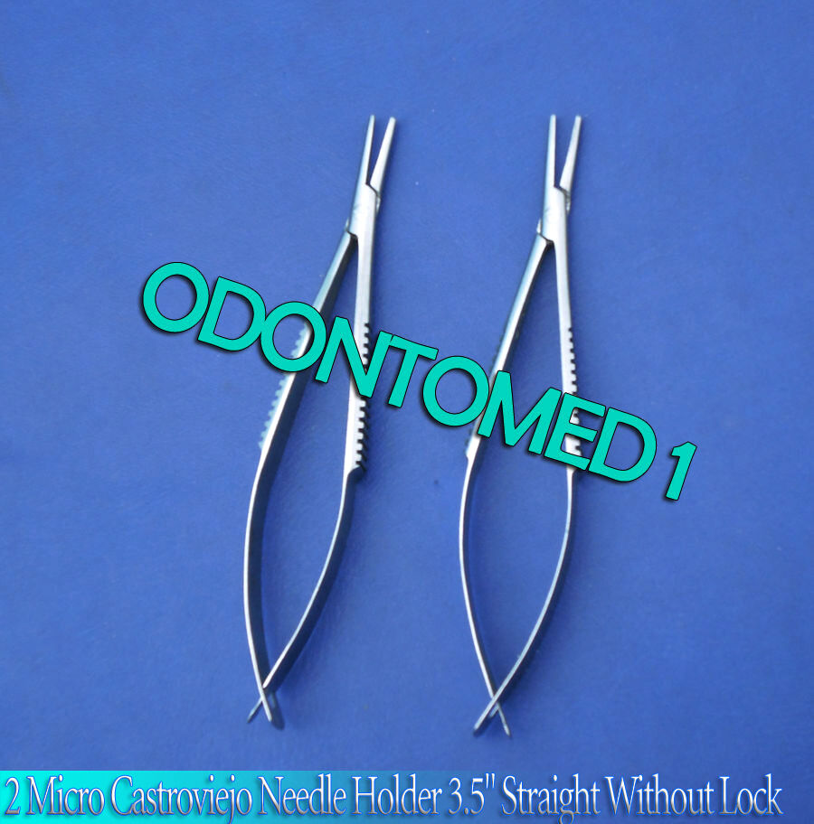 2-Micro-Castroviejo-Needle-Holder-35-Straight-Without-Lock-Surgical-Instrument-134297312875