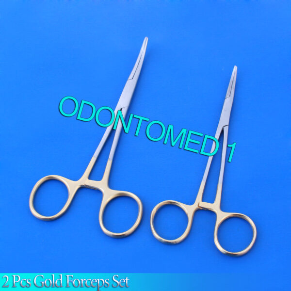 2 PCS GOLD HANDLE SUTURE  KIT MOSQUITO CVD 5"+ KELLY FORCEPS 5.5" CVD