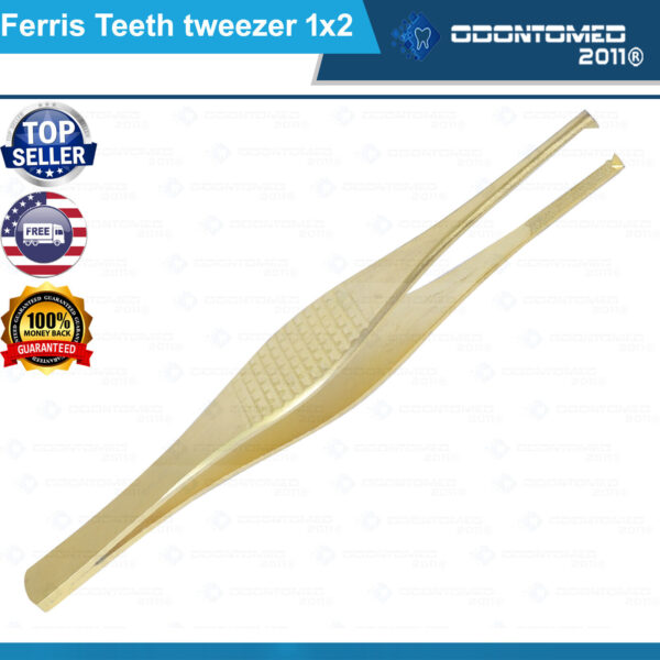 3 Ferris Smith Tissue Forceps Securely Handling Tissue 1x2 Teeth Gold Surgical