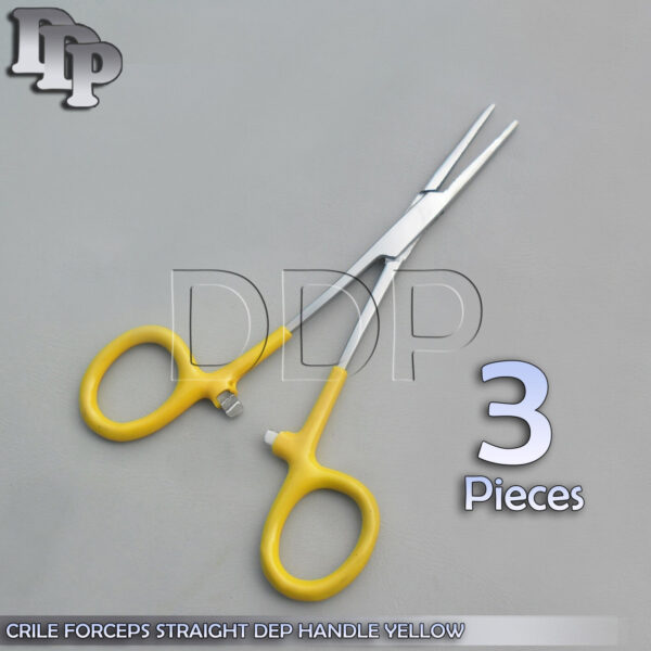 3 Pieces Of Hemostats Crile Forceps Surgical Instruments Yellow Dep Handle 6'' Straight