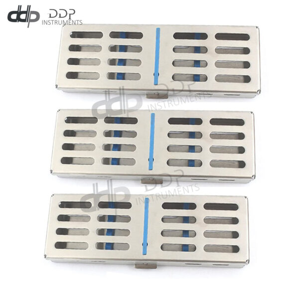 3 Pcs Dental Sterilization Cassette, Autoclave Tray Rack, Box,5-Instrument 'Blue