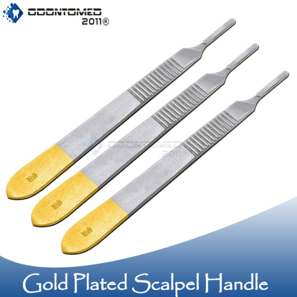 3 Sterile Scalpel Knife #3 Gold Handle, Biology Lab Anatomy Practicing, Cutting