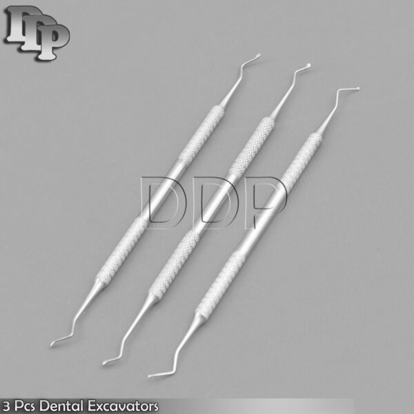 3Pcs Dental Excavators Spoon Shape 125-126 127/128 129/130 2.5mm 2mm 1.8mm Resto