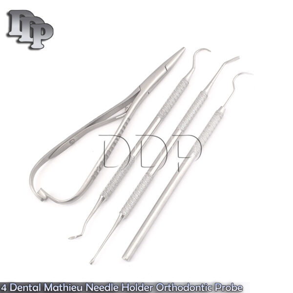 4 Dental Mathieu Needle Holder Orthodontic Probe 23 Ligature Tucking Kit PR-0046