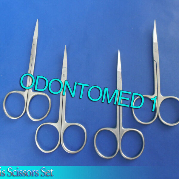 4 IRIS MICRO SURGERY DELICATE OPHTHALMIC SCISSORS STRAIGHT+CURVED 4.5" + 3.5"