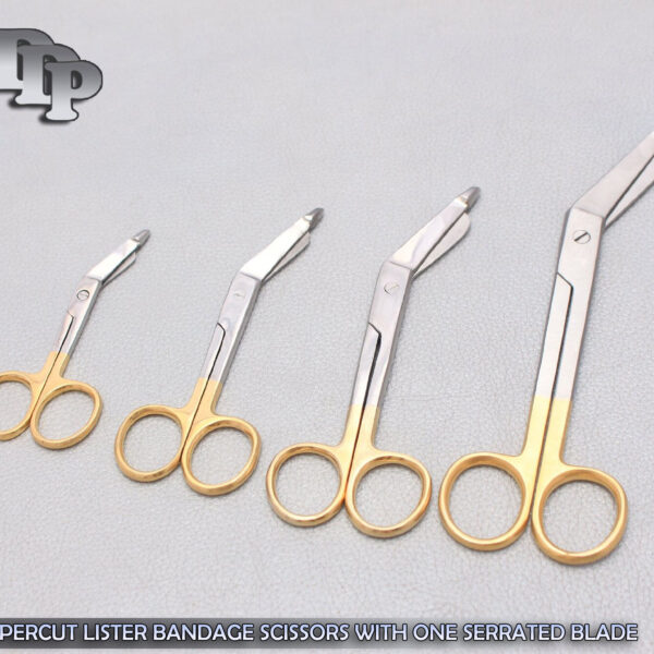 4 SUPERCUT LISTER BANDAGE SCISSORS 3.5''4.5'' 5.5'' 7.25'' GOLD HANDLE SURGICAL