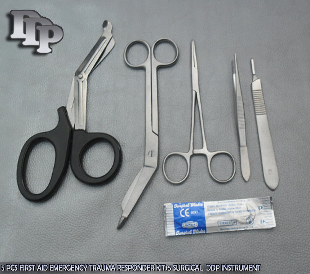 5-PCS-FIRST-AID-EMERGENCY-TRAUMA-RESPONDER-KIT5-SURGICAL-BLADES-15-Instruments-121256139275