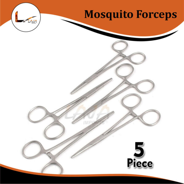 5 PCS MOSQUITO HEMOSTAT FORCEPS 5.5" STRAIGHT, STAINLESS STEEL SURGICAL MEDICAL