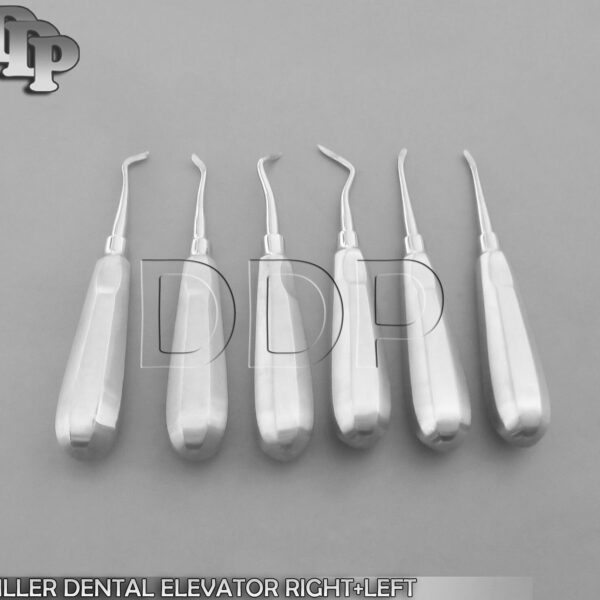 6 MILLER DENTAL TOOTH EXTRACTING EAST WEST ELEVATOR RIGHT+LEFT ROUNDED BLADE