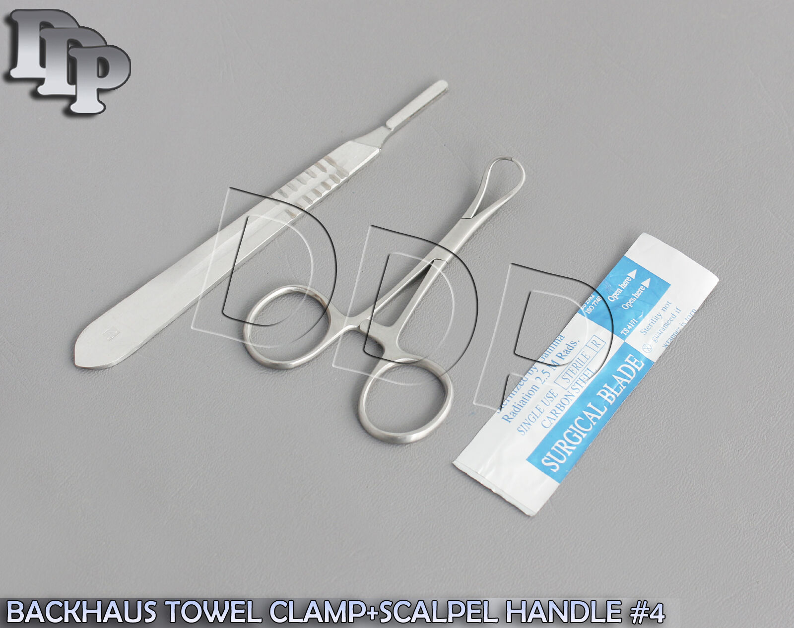 BACKHAUS-TOWEL-CLAMP-35SCALPEL-HANDLE-45-SURGICAL-BLADES-23-371631344135