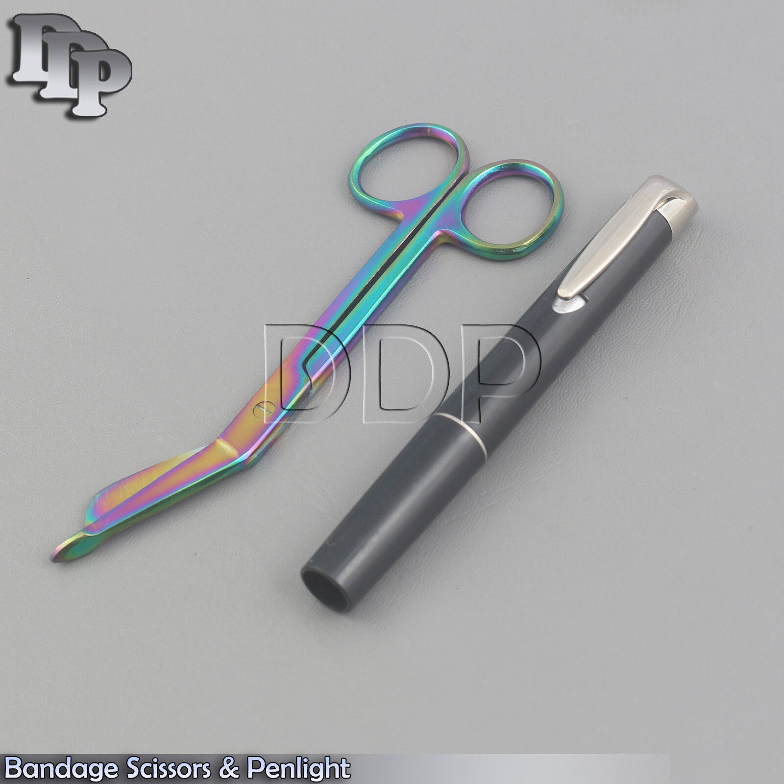 Bandage-Scissors-Rainbow-55-Black-Penlight-Medical-Surgical-Instruments-132523678745