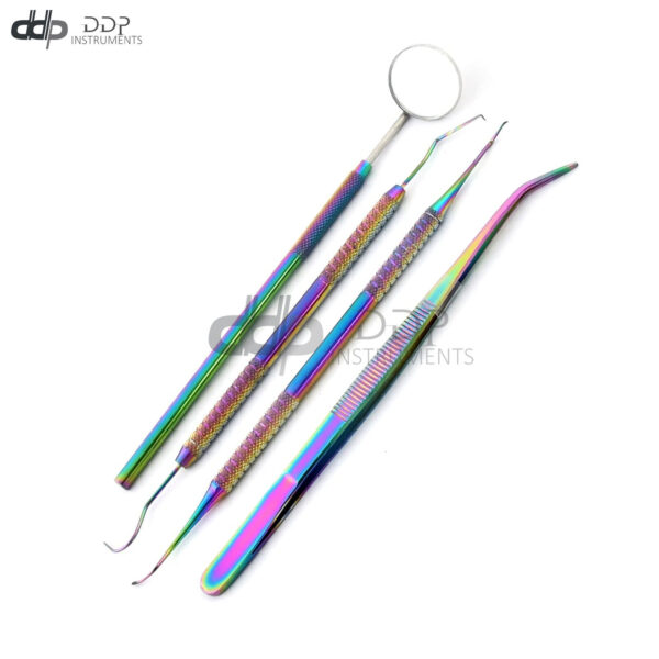 Dental Instruments Hygiene KIT - Set of 4 Dentist Tools Multi Rainbow Color