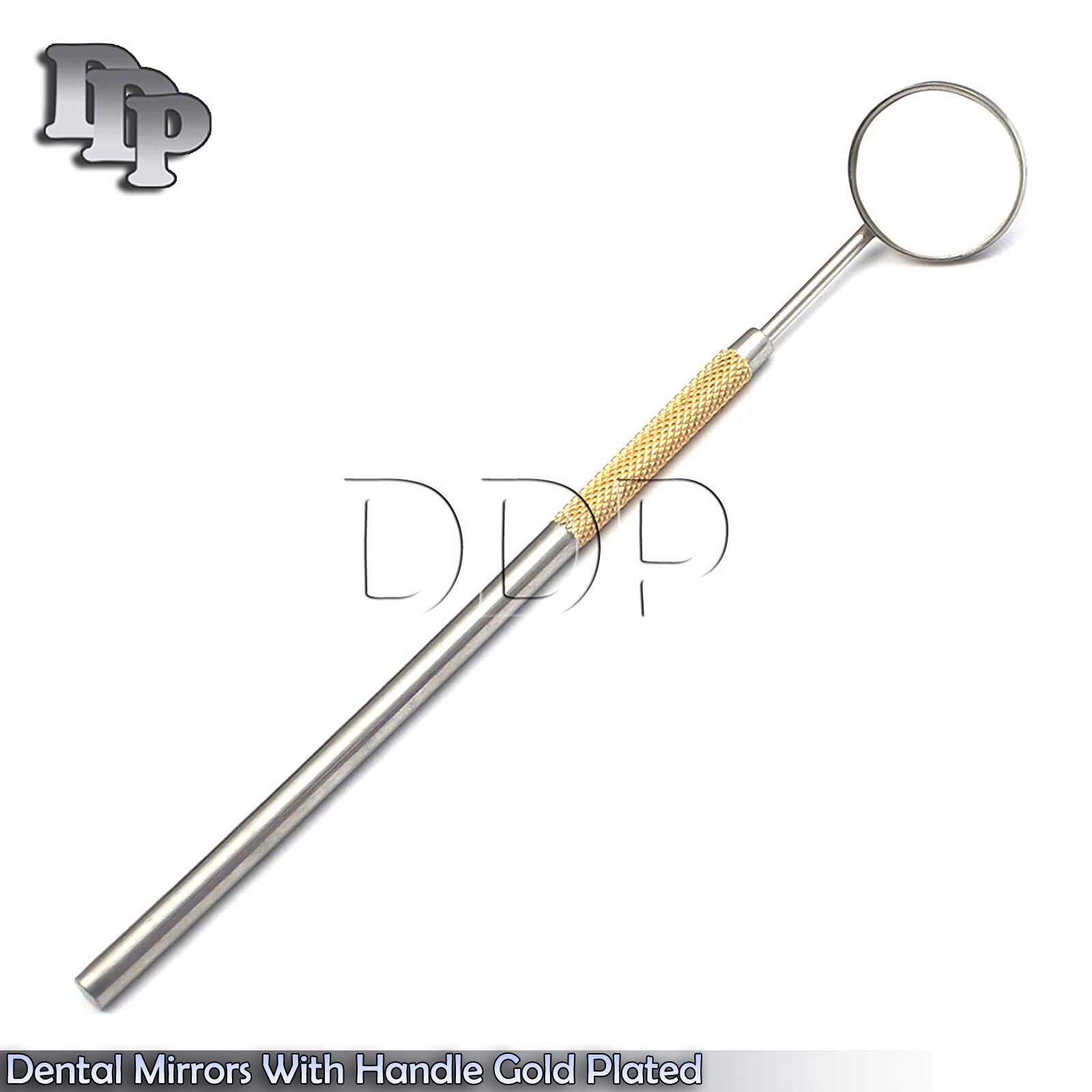Dental-Mirrors-5-With-Solid-Handle-Gold-Plated-Instruments-111146895535