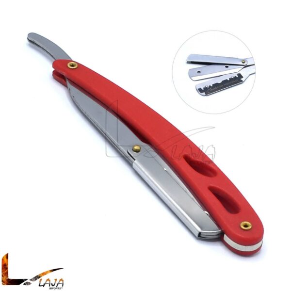 Folding Handle Barber Razor Red Shaving Straight Edge +10 Blades Free BTS-356