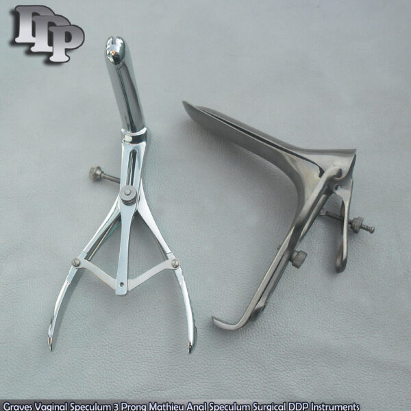 Graves Vaginal Speculum(Large)+3 Prong Mathieu Anal Speculum Instruments