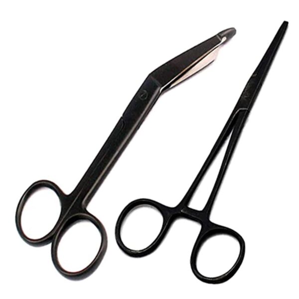 Lister Bandage Scissors 5.5"+ Crile Hemostat Forceps 5.5" Straight Black Color