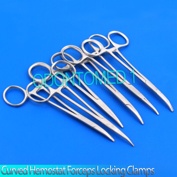 New Set of 6 Pairs 5" Curved Hemostat Forceps Locking Clamps - Stainless Steel
