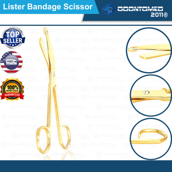 ODM Lister Bandage Scissors 5.5" Full Gold