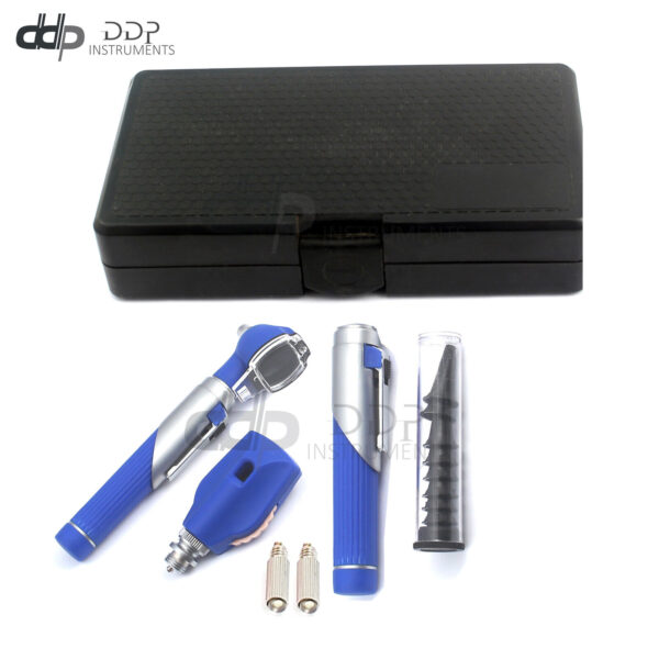 PREMIUM FIBER OPTIC Otoscope Ophthalmoscope Examination LED Diagnostic ENT-Blue