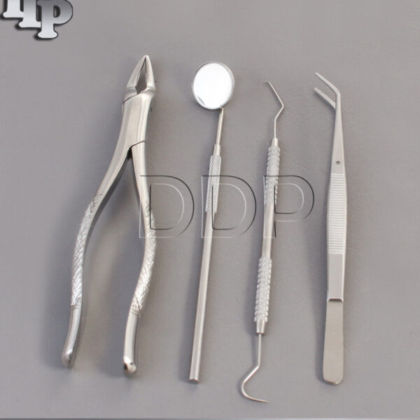 SET OF 4 PCS ORAL DENTAL SURGERY EXTRACTION KIT WITH EXTRACTING FORCEPS #3