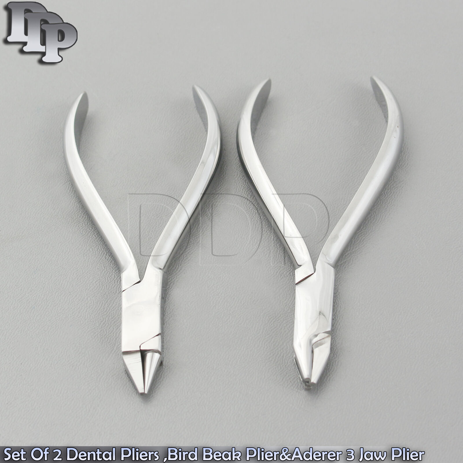 Set-of-2-Dental-Bird-Beak-Plier-Aderer-3-Jaw-Plier-Orthodontic-Lab-Kit-New-122042385935