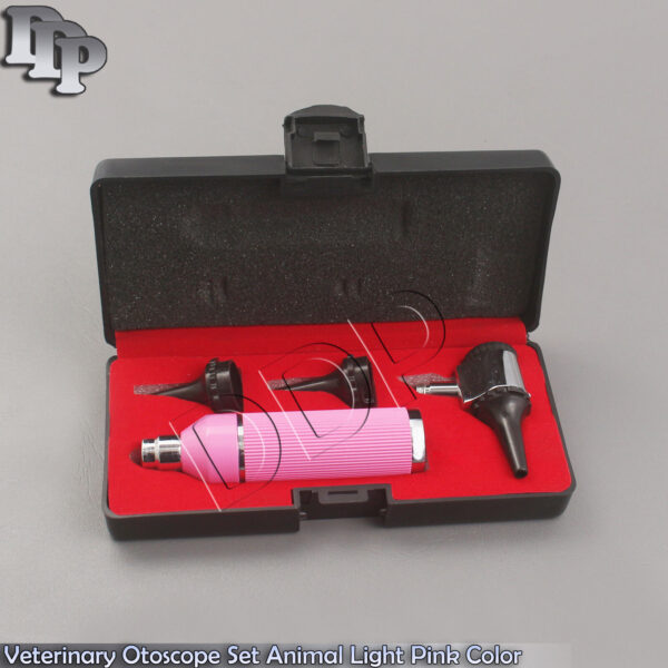 Veterinary Otoscope Set Animal Light Pink Color Diagnostic Instruments