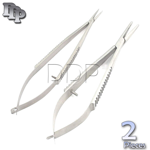 2 Micro Castroviejo Needle Holder 3.5" Straight/Curved Without Lock Surgical