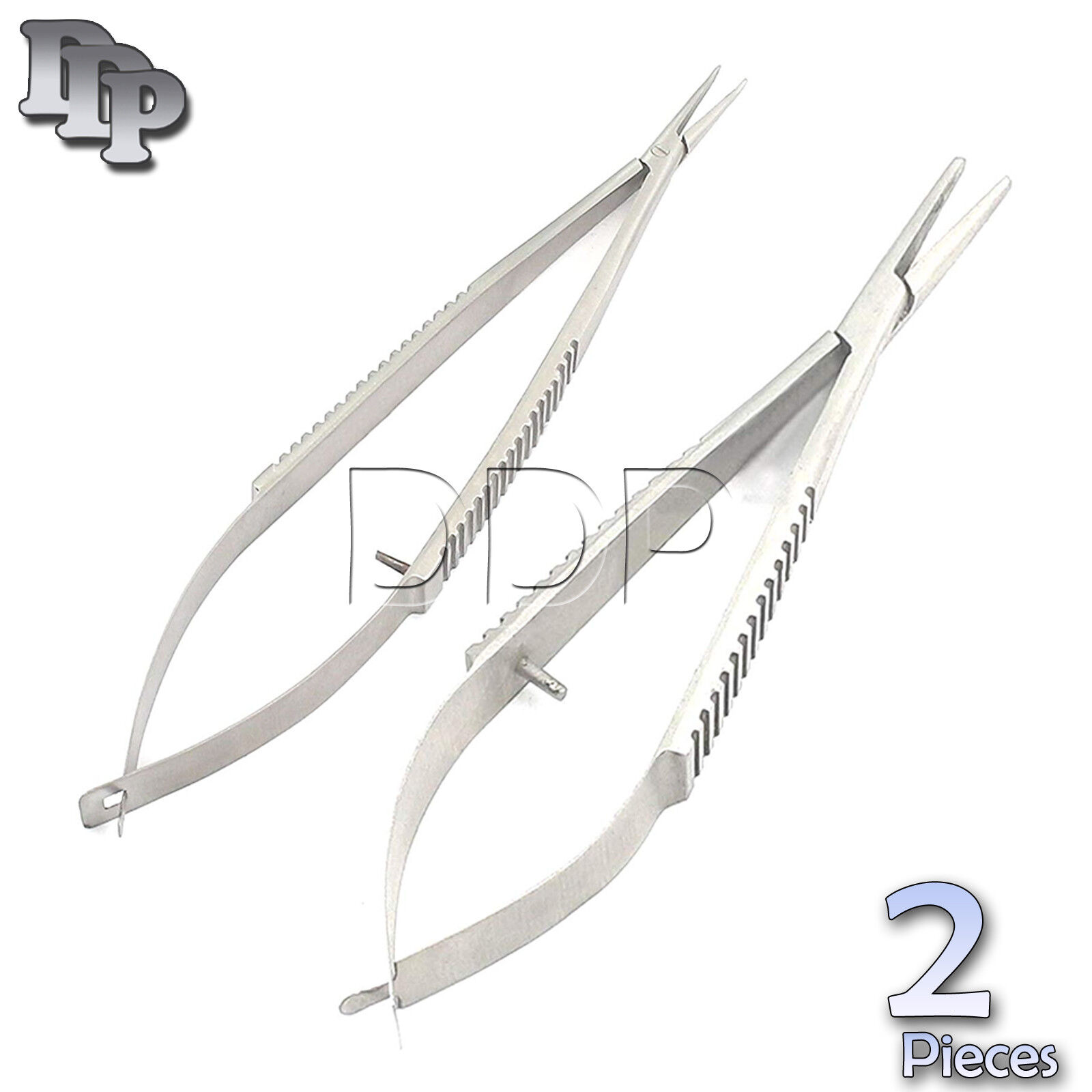 2-Micro-Castroviejo-Needle-Holder-35-StraightCurved-Without-Lock-Surgical-131604331726