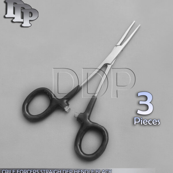 3 Pieces Of Hemostats Crile Forceps Surgical Instruments, Black Dep Handle 6'' Straight