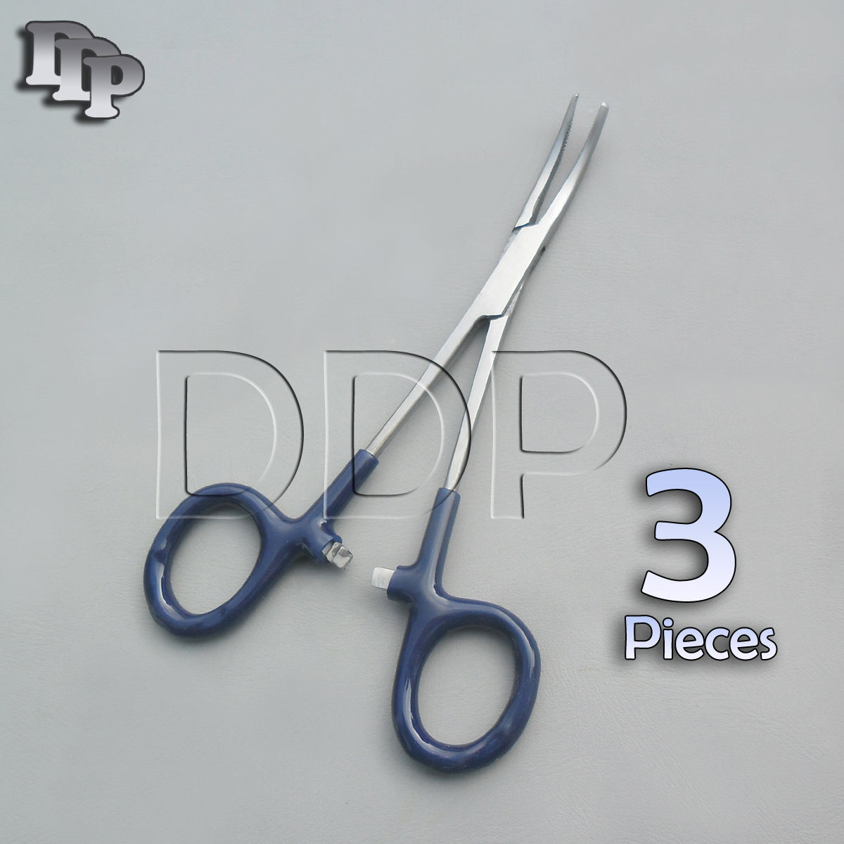 3-Hemostats-Crile-Forceps-Surgical-Instruments-Blue-Dep-Handle-550-Curved-131416642116
